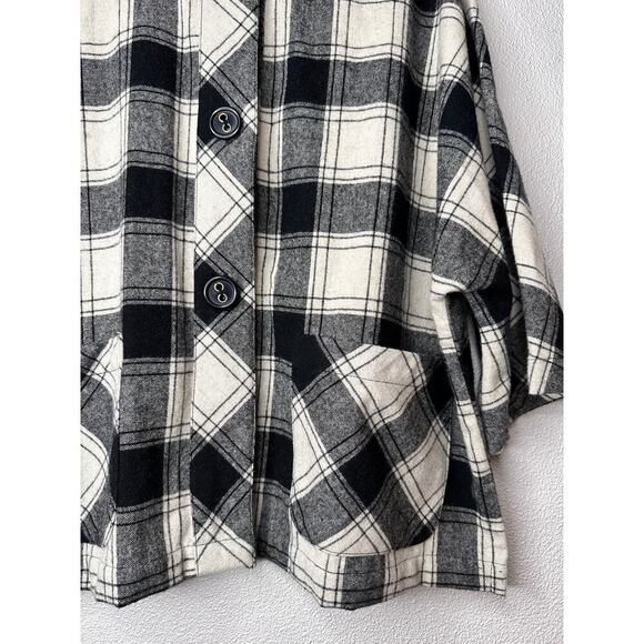 Coldwater Creek Plaid Black/ Ivory Checker Wool Blend Women's Jacket Size Pxs - Picture 3 of 15